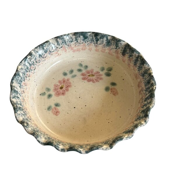 Vintage JMJ Studio Pottery Pie Plate 9.5" - Stoneware, Fluted Edge, Signed - Picture 4 of 10